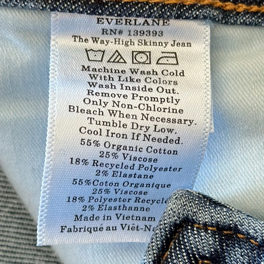 Everlane The Way-High Skinny Jean Stretch Blue Denim Jeans Size 27 High Rise